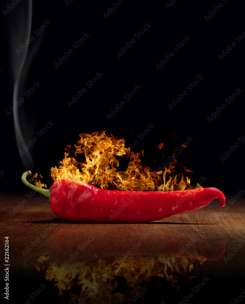 red hot chili pepper burns - obrazy, fototapety, plakaty 