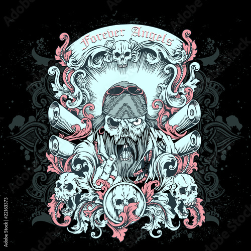 T-Shirt Print Biker Gang