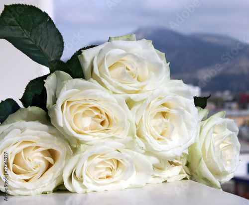Beautiful bouquet of white roses