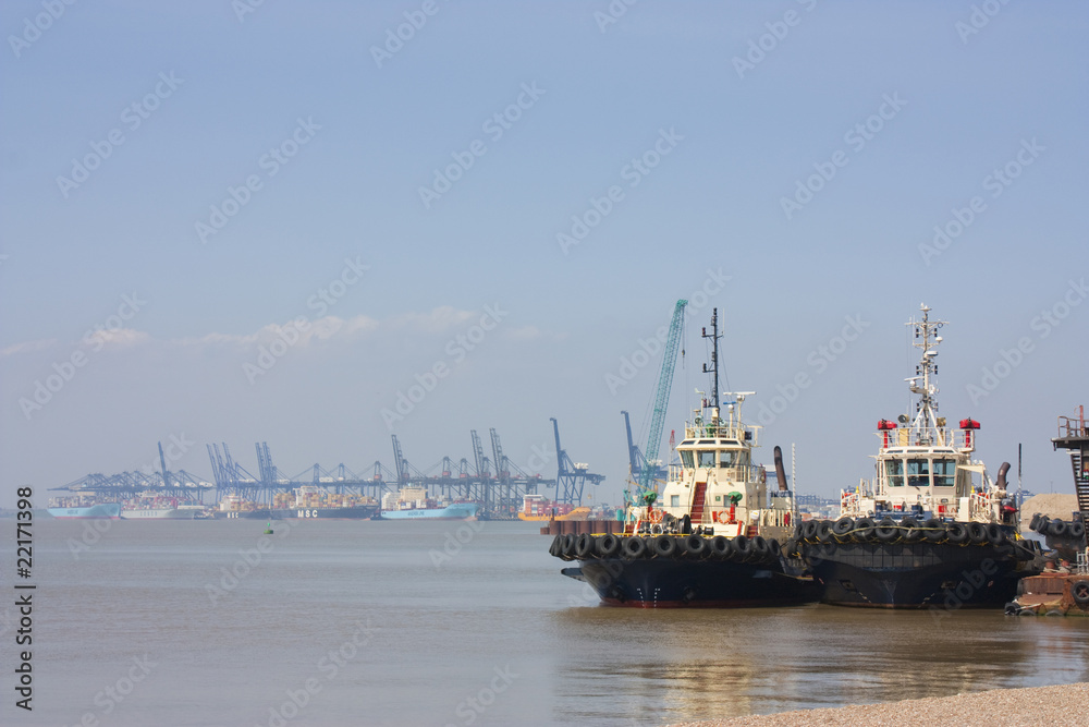 tug boats at felixstowe harbour