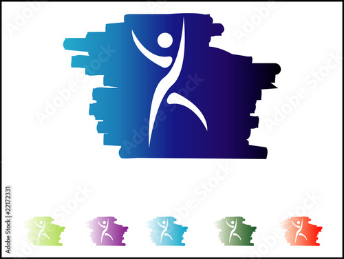 abstract aerobic vector silhouette on different color background