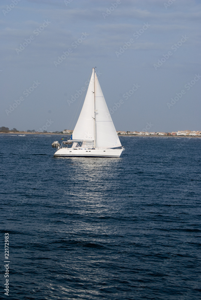 The yacht with sails