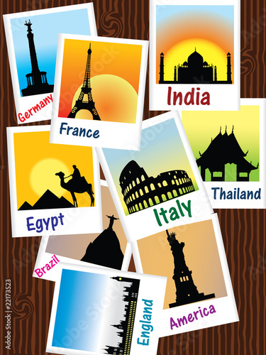 World travel photos vector