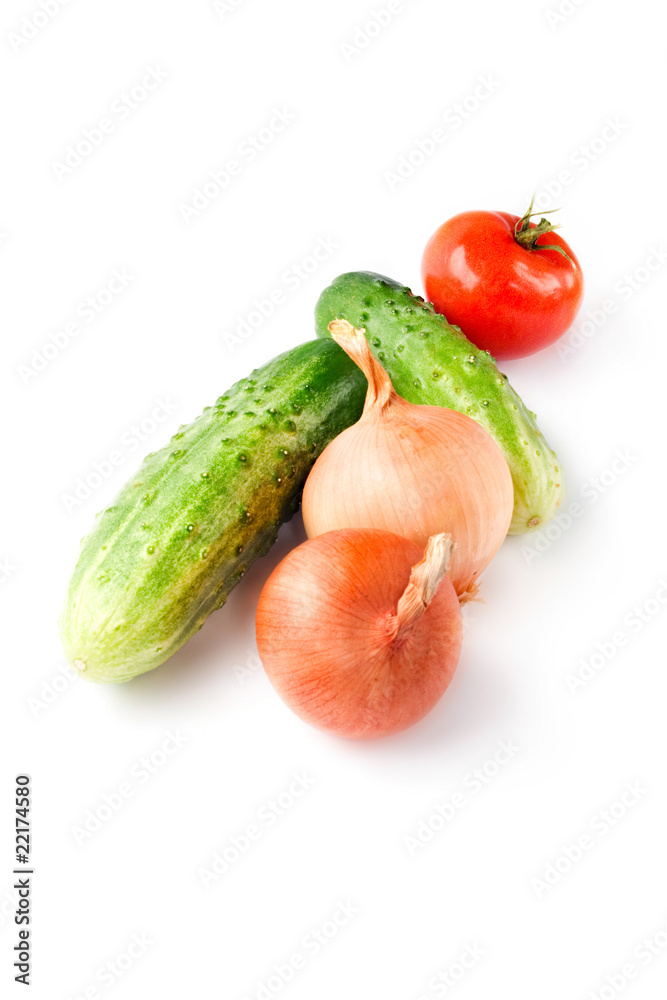 Vegetables isolated on the white background Vegetables isolated on the white background
