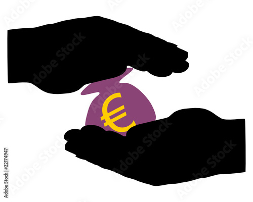Hände mit Geldsack