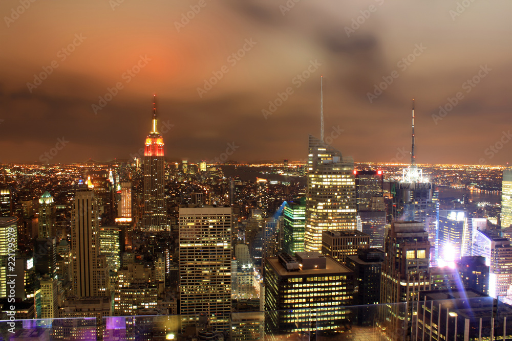 night over New York city skyline
