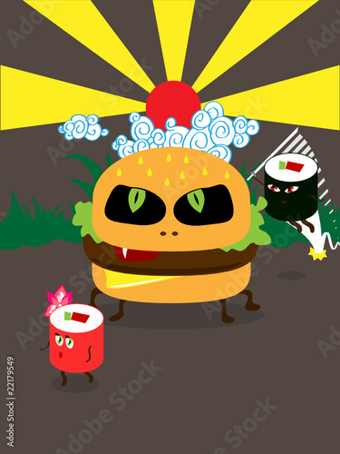 Monster burger vs rolls-ninja.