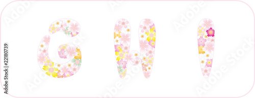 粉红樱花字母GHI