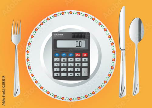 Plate with calculator