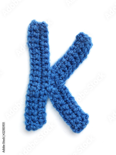 One letter of knit handmade alphabet - K