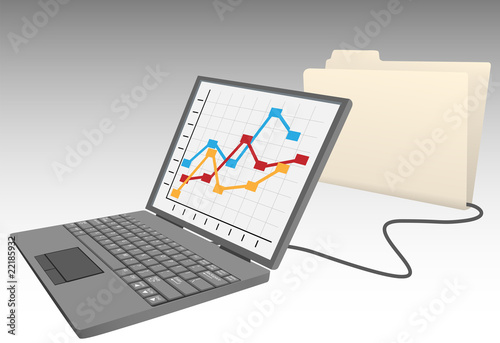 Laptop computer store data into database file folder