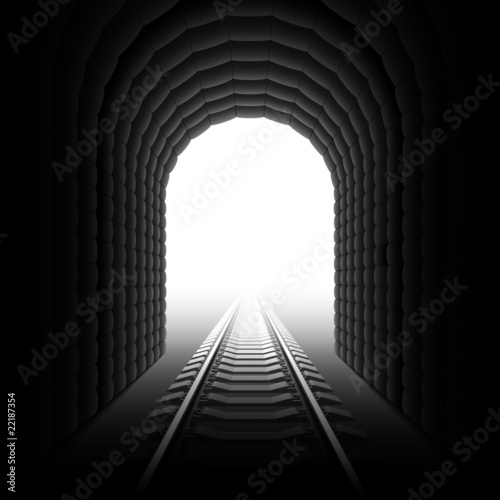 Railroad tunnel. Detailed vector.