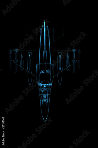 3D rendered blue xray transparent f16 falcon photo