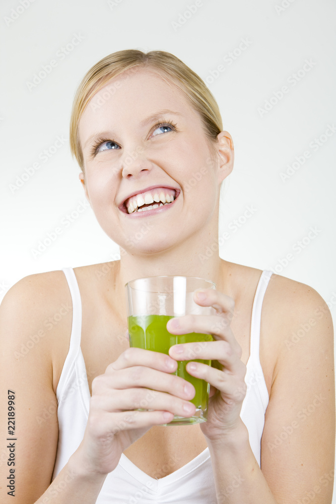 portrait of woman with a glass of juice portrait of woman with a glass of juice