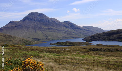 Scottish landscape showing Ben More Coigach mountains