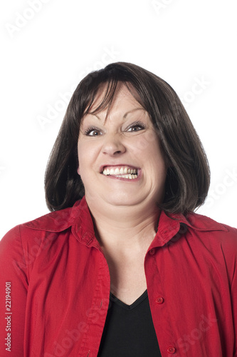jeune femme déséquilibrée grimace photo