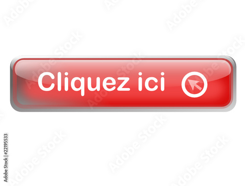 Bouton " cliquez ici " web 3d rectangulaire rouge