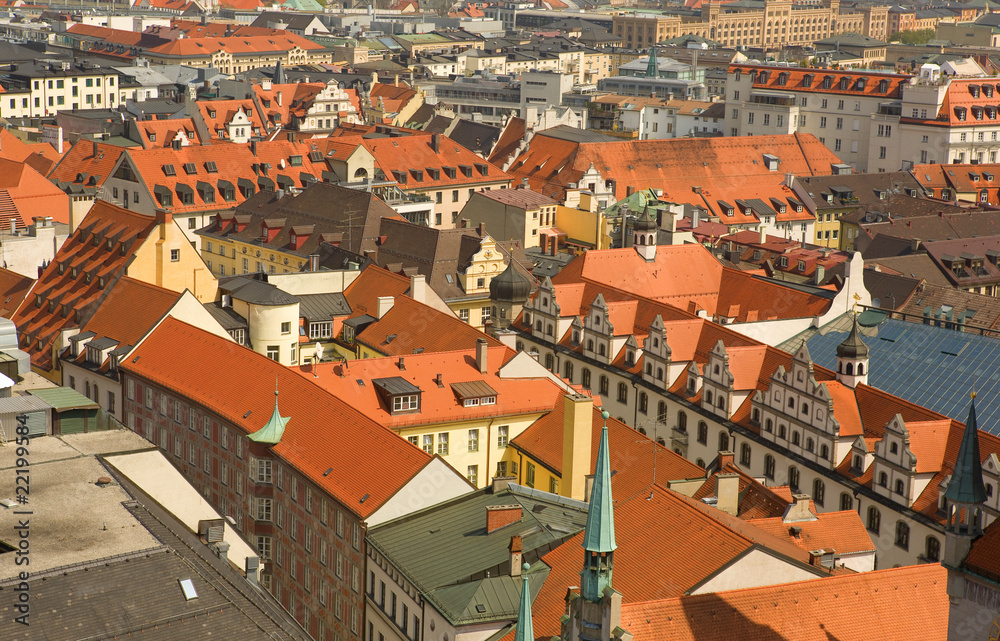 Roofs of central Munich, Bavaria, Germany