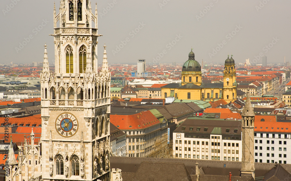 Fototapeta premium Aerial view of Munchen (Bavaria, Germany) with the New Town Hall