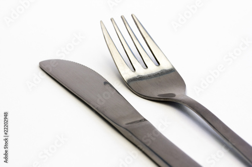 knife and fork on a white background photo