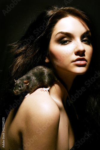 Woman and rat