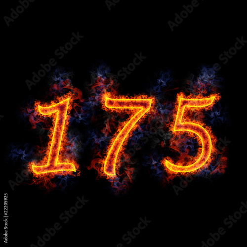 Fiery text '175'.