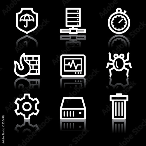 White contour internet security web icons V2