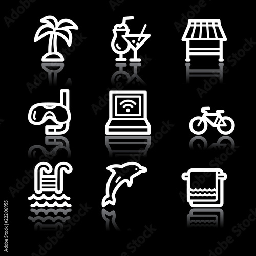 White contour vacation web icons V2