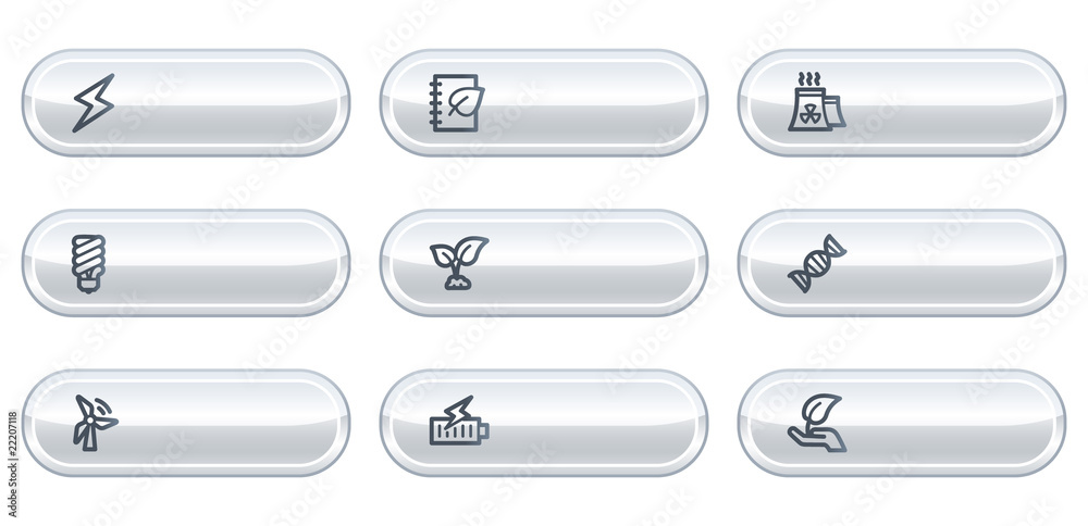 Obraz premium Ecology web icons set 5, white buttons with copyspace