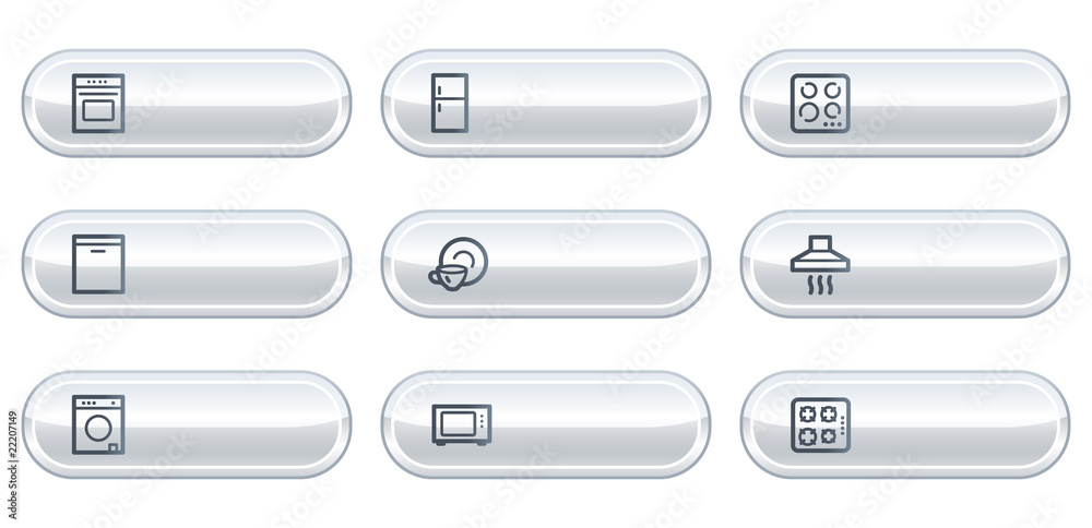 Home appliances web icons, white buttons with copyspace Home appliances web icons, white buttons with copyspace
