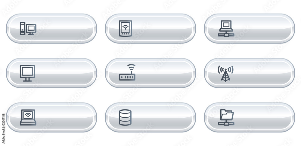 Network web icons, white buttons with copyspace Network web icons, white buttons with copyspace