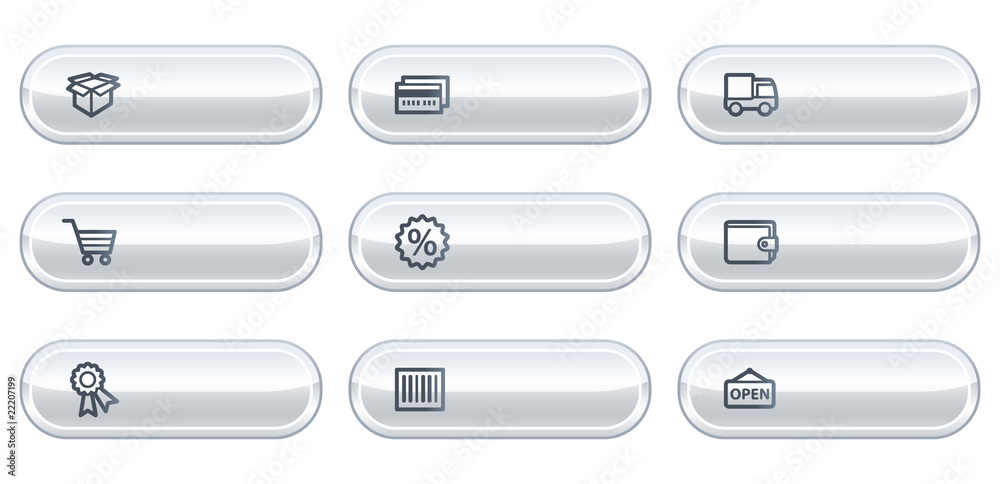 Shopping web icons set 2, white buttons with copyspace Shopping web icons set 2, white buttons with copyspace