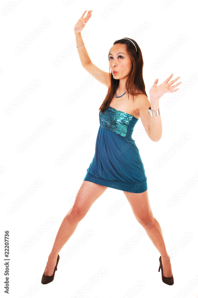 Chinese girl standing in dress. Chinese girl standing in dress.