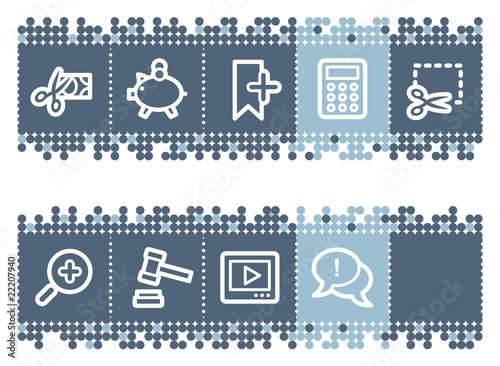 Blue dots bar with basic shopping icons set 3