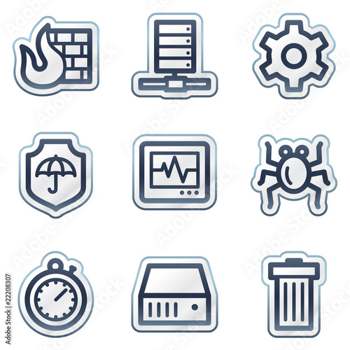 Internet security web icons, deep blue contour sticker series