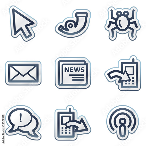 Internet web icons set 2, deep blue contour sticker series