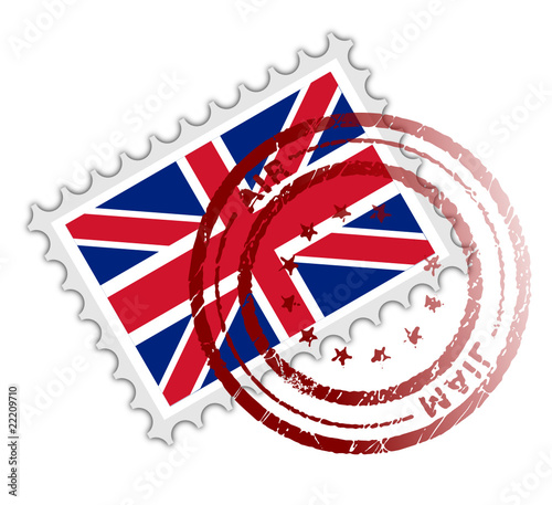 Flag of United Kingdom in a postage stamp