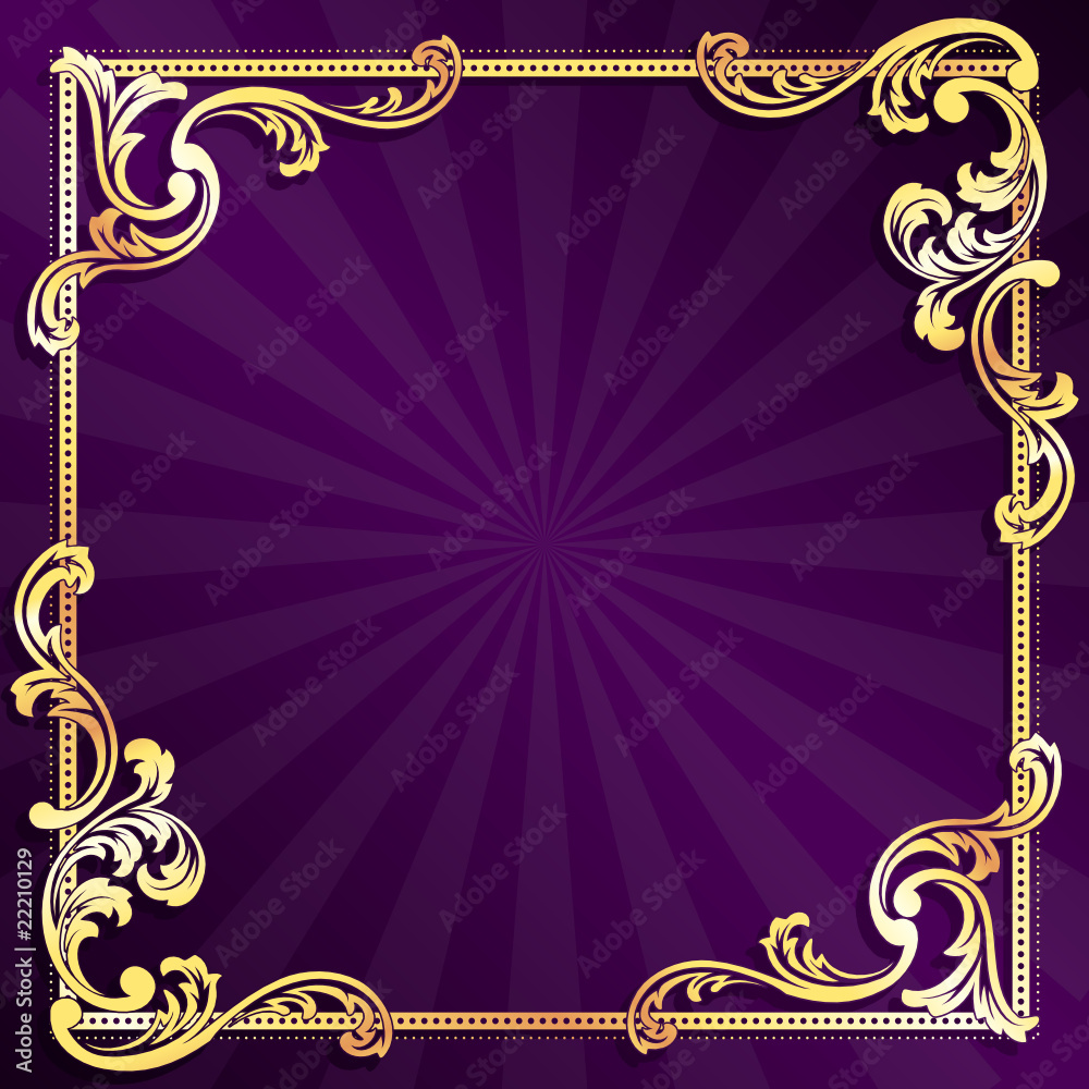 Purple frame with gold filigree Stock Vector | Adobe Stock