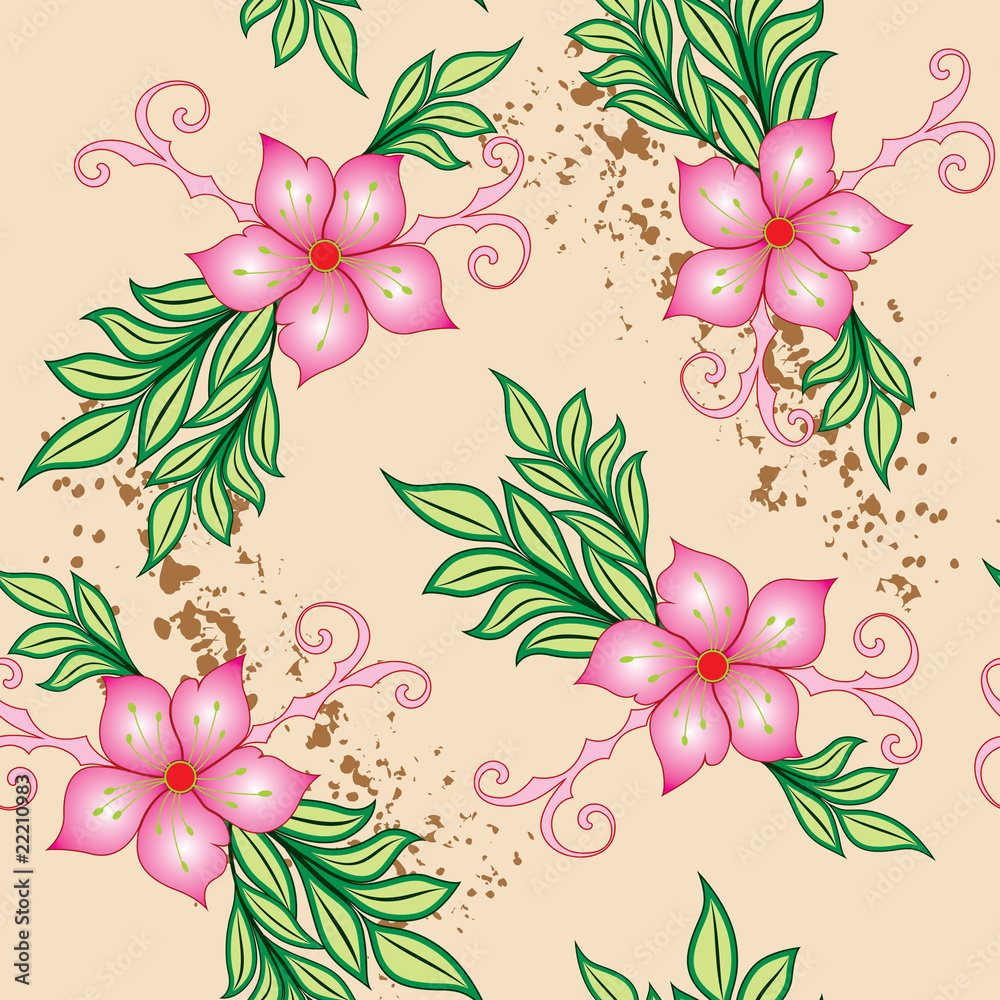 Obraz premium Seamless floral background. Vector illustration.