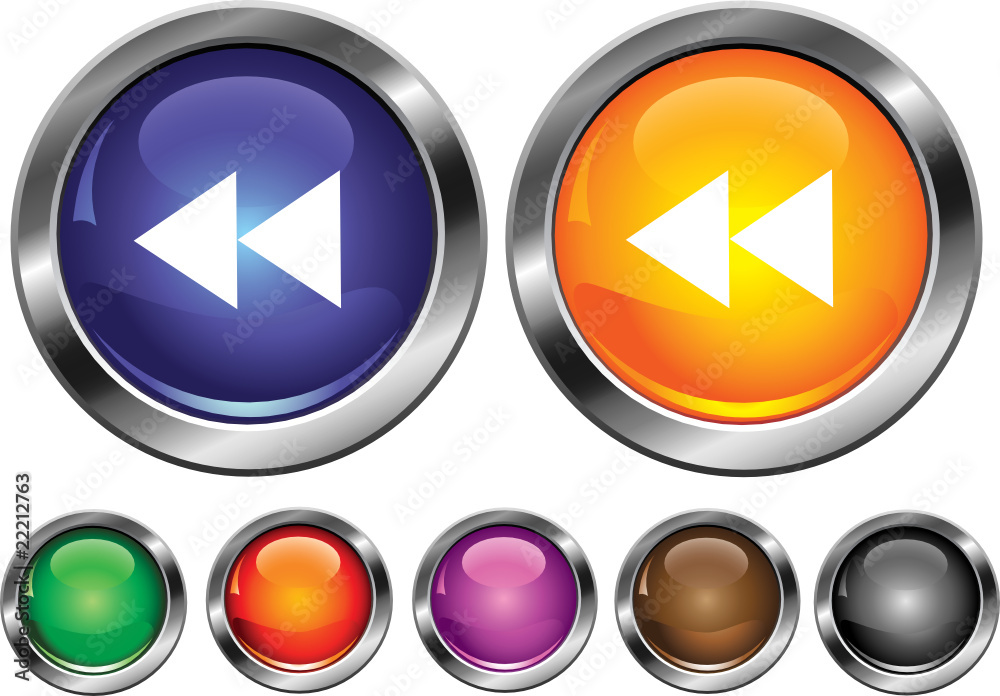 Vector collection icons with rewind sign, empty button included Vector collection icons with rewind sign, empty button included