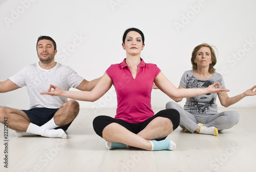 People group yoga lotus position