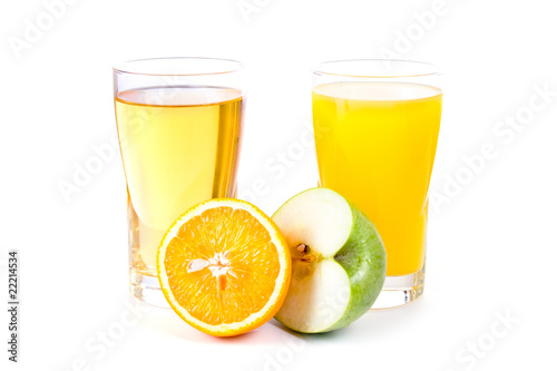 Glass of apple and orange juice