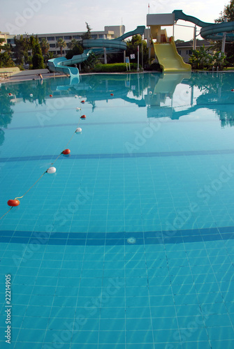 Aqua park on swimming pool