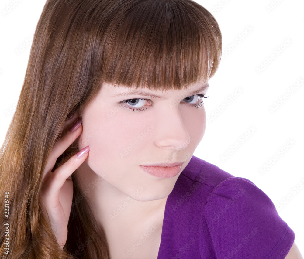 Brightly picture of lovely woman over white Brightly picture of lovely woman over white