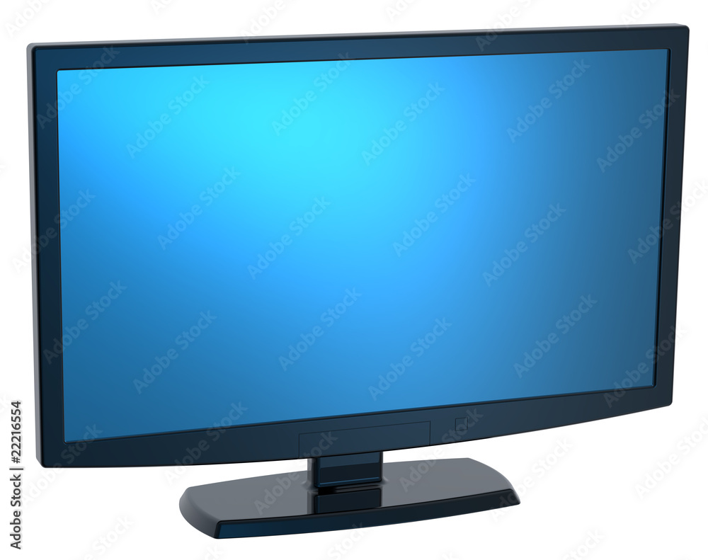 Black Lcd tv monitor on white background. Black Lcd tv monitor on white background.