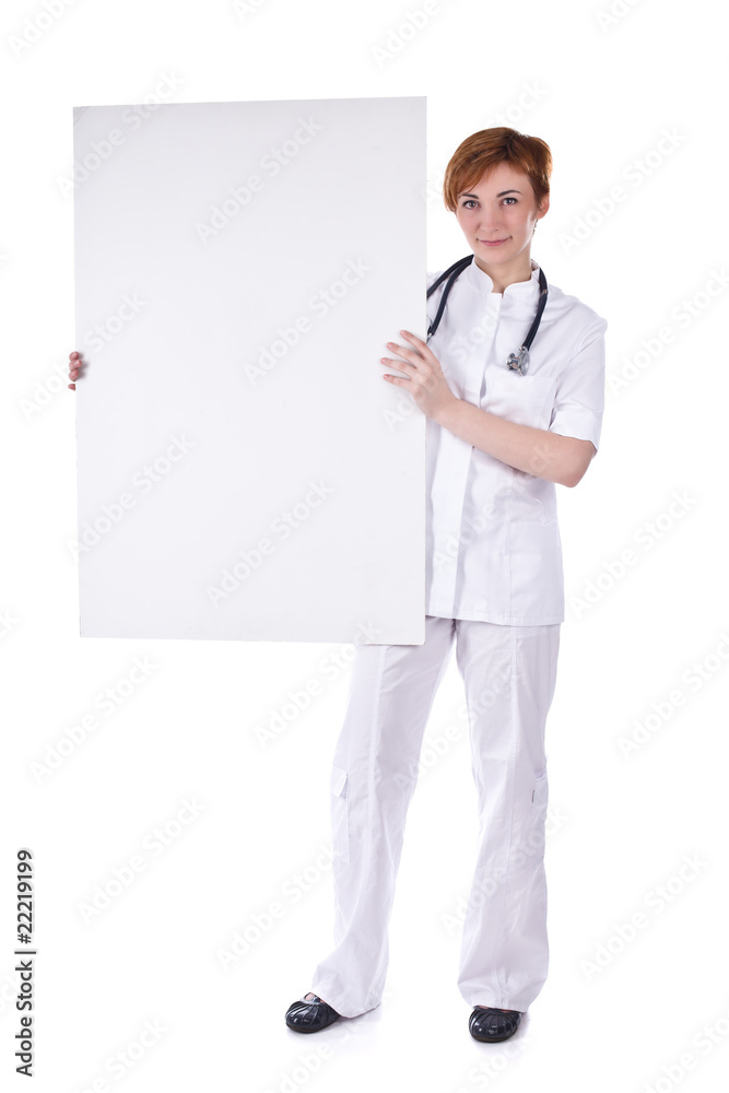 young doctor hold whiteboard