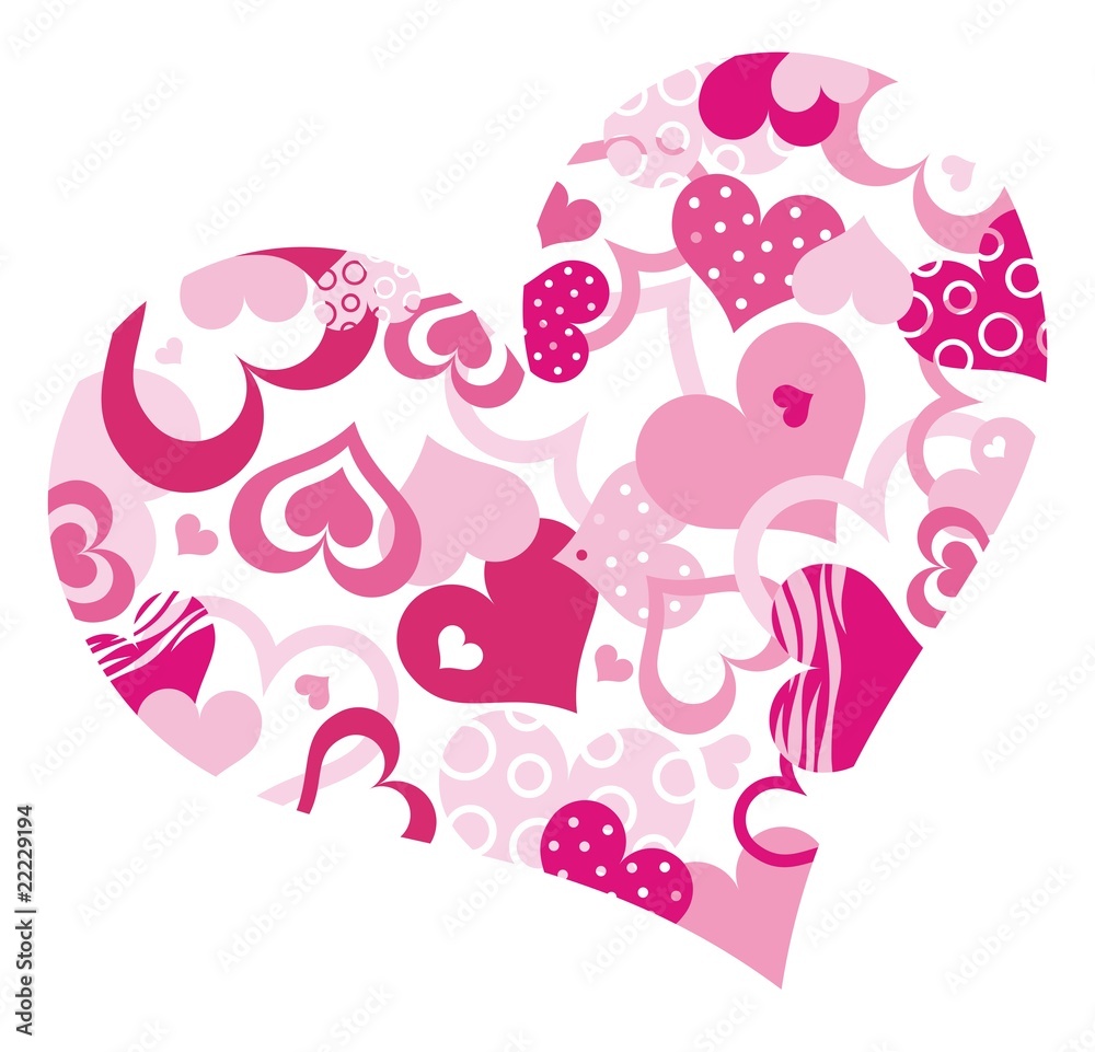 Abstract pink heart with a lot of hearts
