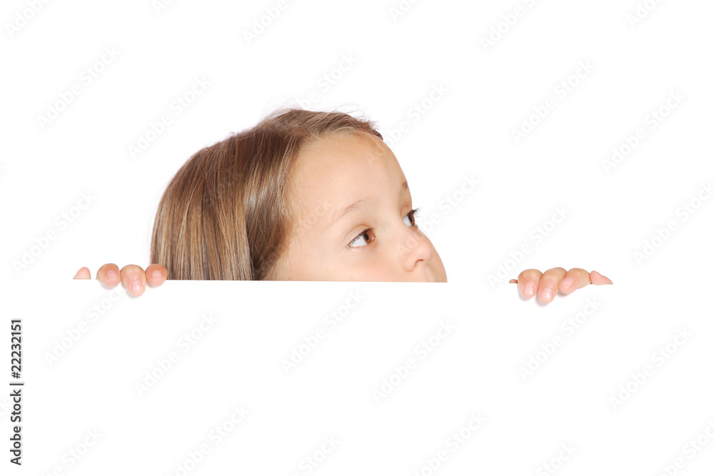 Cute girl holding a blank sign