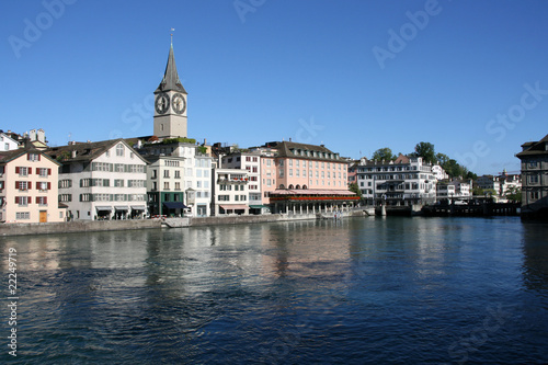 Zurich cityscape with Limmat River