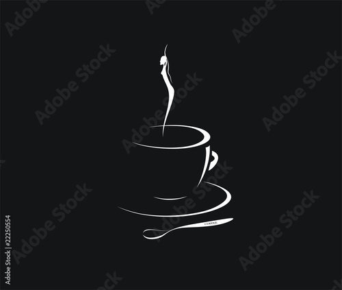Cup of coffee on black background